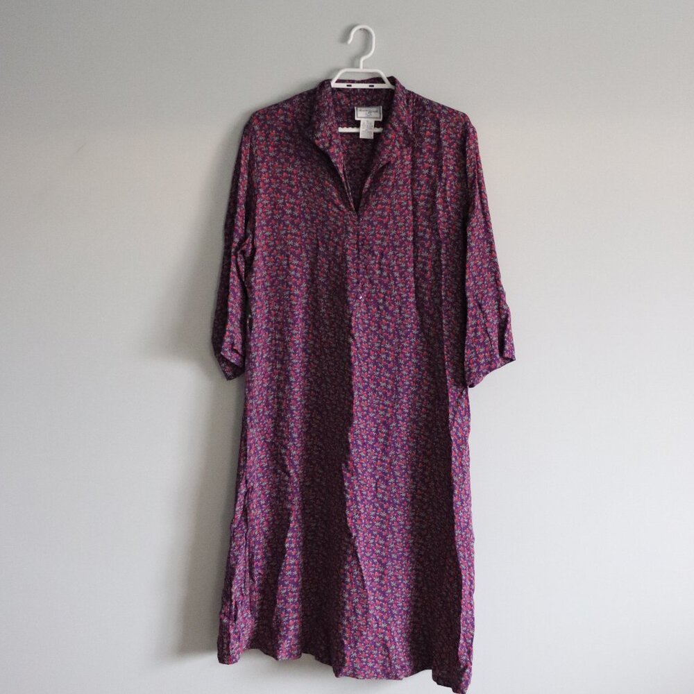 April Cornell Aimee Purple M Full Length Patterned 100% Rayon‎ Floral Maxi Dress